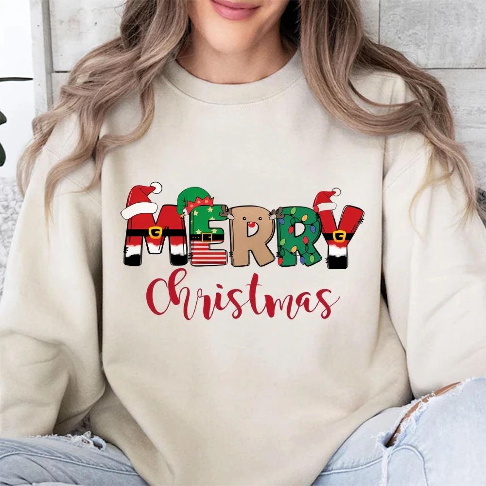 Merry Christma Top 100% Cotton Pullover Unisex Hoodie Long Sleeves Y2K Style High Street Sweatshirt Comfort Cheap Sportwear