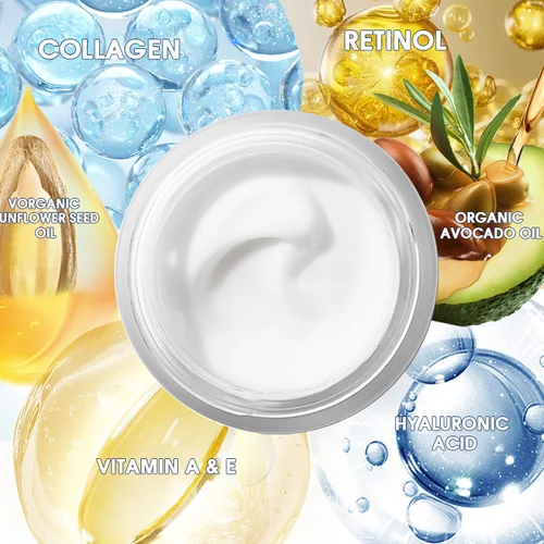 Imagen 2 del producto Crema facial de colágeno para hombres, crema hidratante portátil antienvejecimiento de alto HA, Retinol, productos para el cuidado de la piel antiarrugas para uso diario