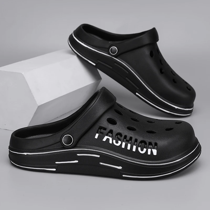 

Летние сандалии-сабо для мужчин, шлепанцы из ЭВА с мягкой подошвой, дышащие пляжные тапочки, домашние тапочки для мужчин, уличные нескользящие тапочки