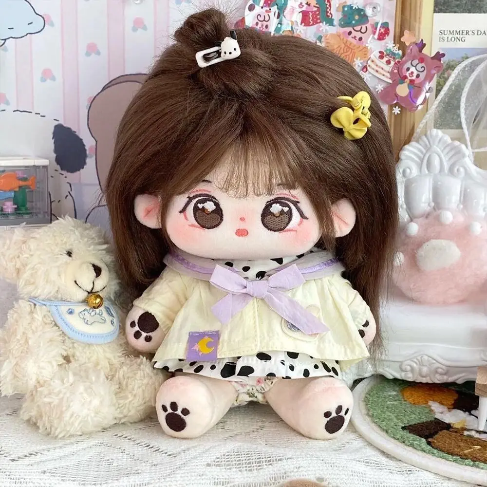 20cm Kawaii Big Eyes No Attribute Plush Cotton Doll Idol Stuffed Super Star Figure Dolls Can Change Clothes Gift for Girls Kids