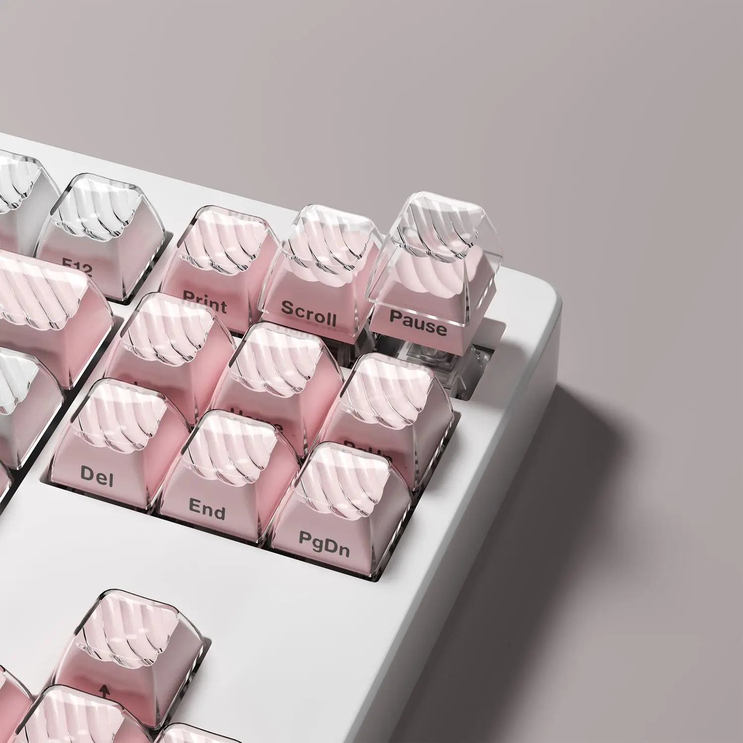 

Dreamy "Crystal Wave" Pink Blue Keycap Two Color 136 Key OEM PC Side Alice Layout L-shaped Enter Key Jelly Crystal keycaps