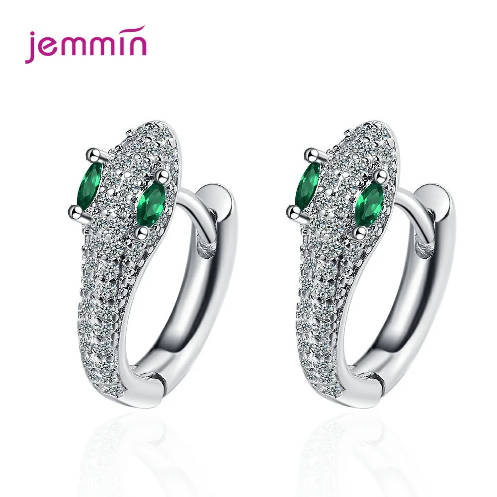 925 Sterling Silver Retro Snake Crystal Hoop Kolczyki dla kobiet Dziewczyny Trend ślubny Biżuteria modowa Hurtownia