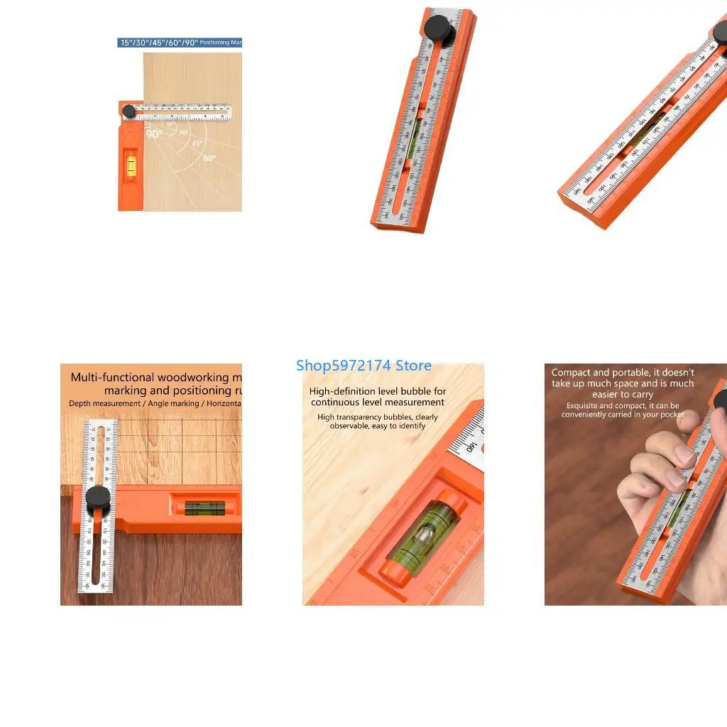 Y3NB Folding Angled Gauge Multifunctional Woodworking Positioning Ruler Multi Specification Marking Ruler Depth Measurement