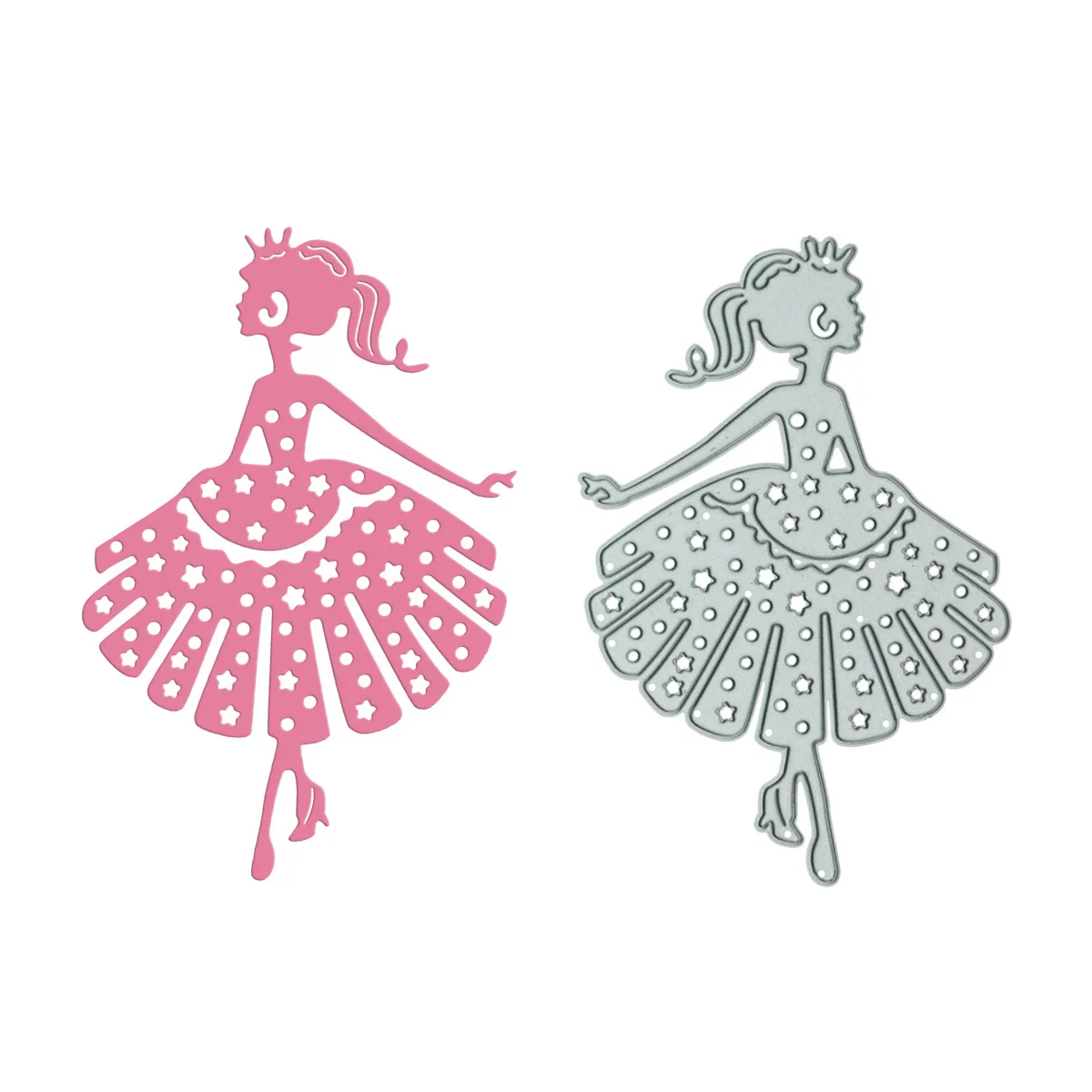 Metal Cutting Die Cut Stencil Dancing Girl In Dress Pattern For Handmade Thanking Greeting Card Making Postcard Decorating