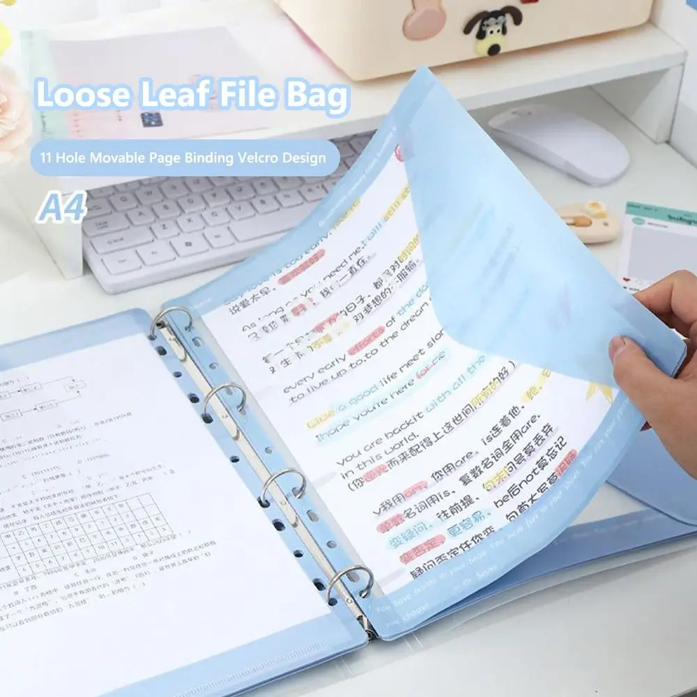 

Simple Loose Leaf A4 File Folder Transparent Students Stationery Data Book 11-Hole Exam Paper Storage Bag School Office