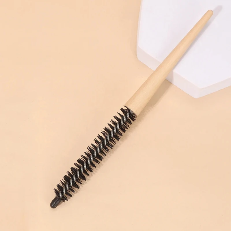 Pequena escova de cabelo redonda pro salão provocando volta escovas de cabelo de madeira pente fino escova de cabelo extensão cabeleireiro estilo diy ferramenta
