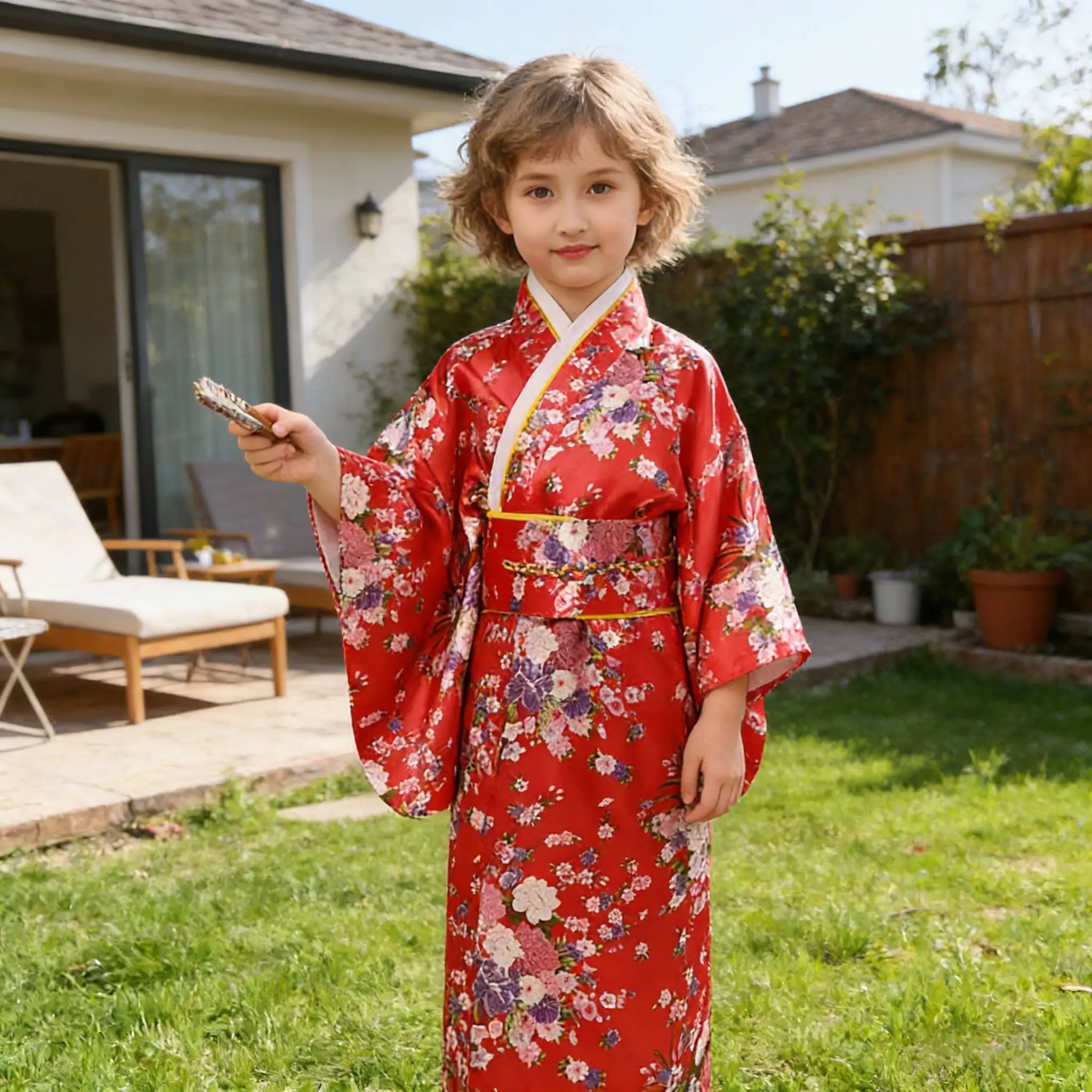 traditional Japanese Kimono Girls dancing clothing white classic dress folk dance performance costumes for kids girls children
