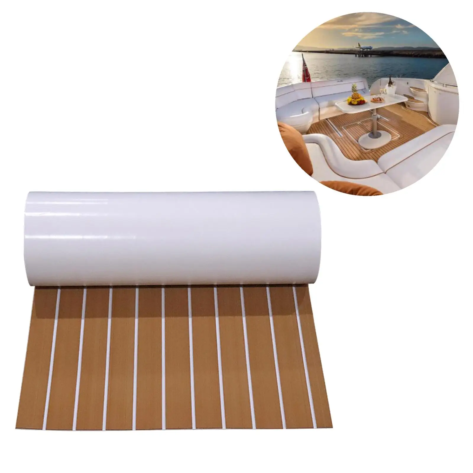 

2400x450x6mm EVA Foam Faux Teak Decking Sheet Non Skid Self Adhesive Boat Deck