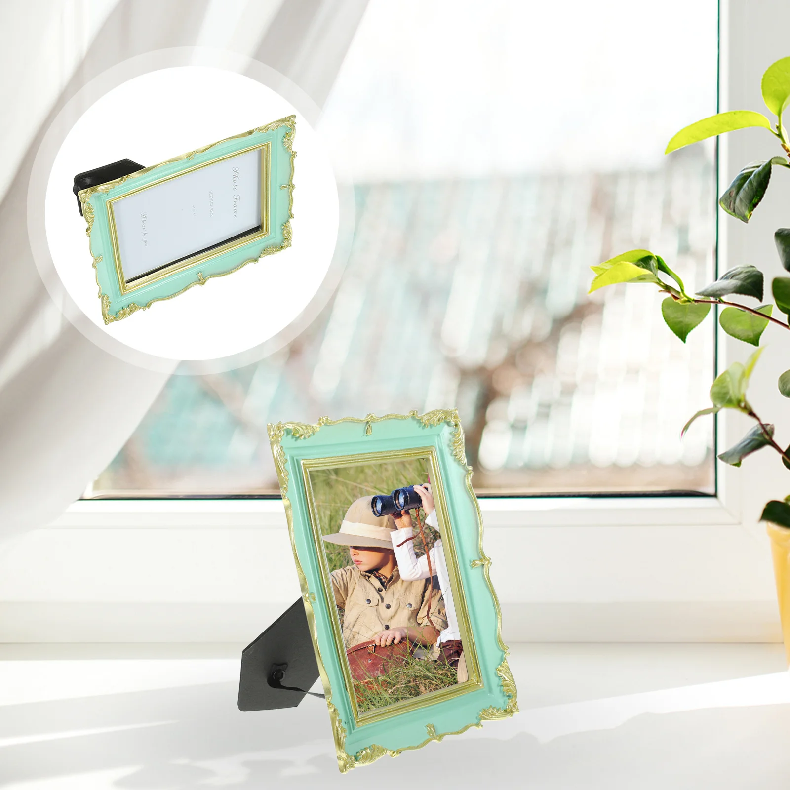 

Resin Colorful Vintage Style Photo Frame Desktop Standing Picture Display for Home Use Picture Frame Photo Holder