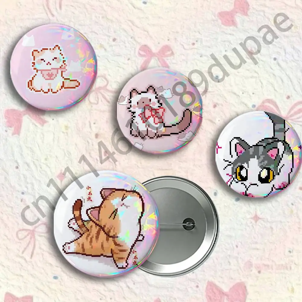Cute Pixel kitten Button Pin Single Pack Anime Merch for Ita Bags Badge Collectible Buttons TH