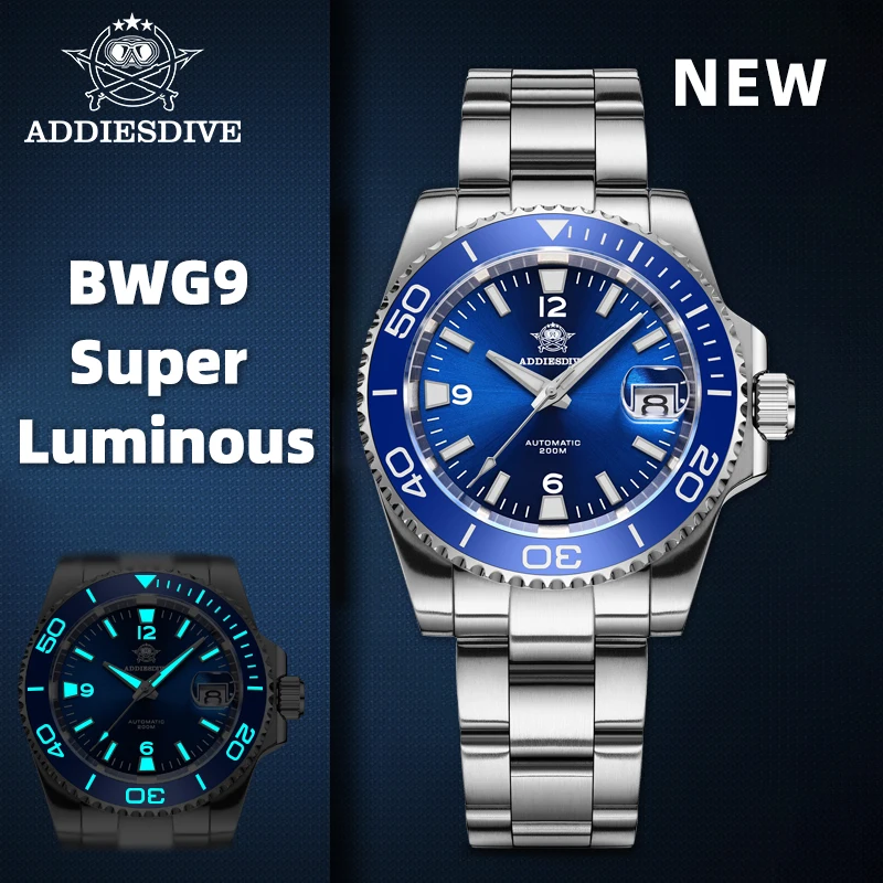 ADDIESDIVE New 40mm Water Ghost Diver Watch Men Luxury Business NH35 Automatic Mechanical Watch Sapphire Waterproof 200m AD2085