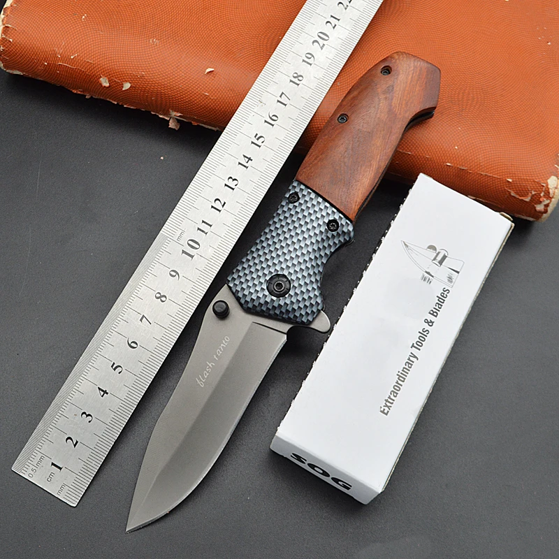Solid wood handle 440C portable stainless steel small knife for outdoor survival folding knife pocket-sized folding blade