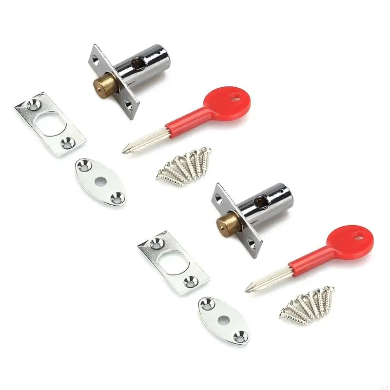 A9BC 2Pcs Mortice Door Bolts with Star Key Pipe Tube Well Invisible Lock Enduring