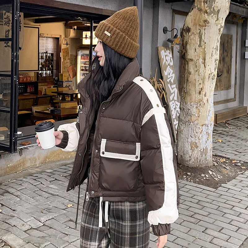 

Зимнее модное свободное стирание хлопковое пальто из искусственной кожи с воротником-стойкой, короткая повседневная спортивная хлопковая куртка, свободное кожаное пальто женское