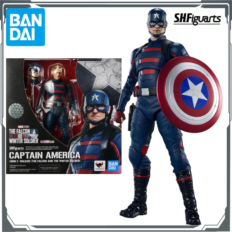 

Bandai Original S.H.Figuarts Captain America(John F. Walker) Anime Action Figures Toys for Boys Christmas Gift Collectible Model