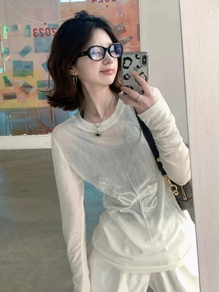 

Retro American Floral Long Sve Women's T-irt Summer Slim Fit Design Sensation Small ence Slimming Sun Protection i...