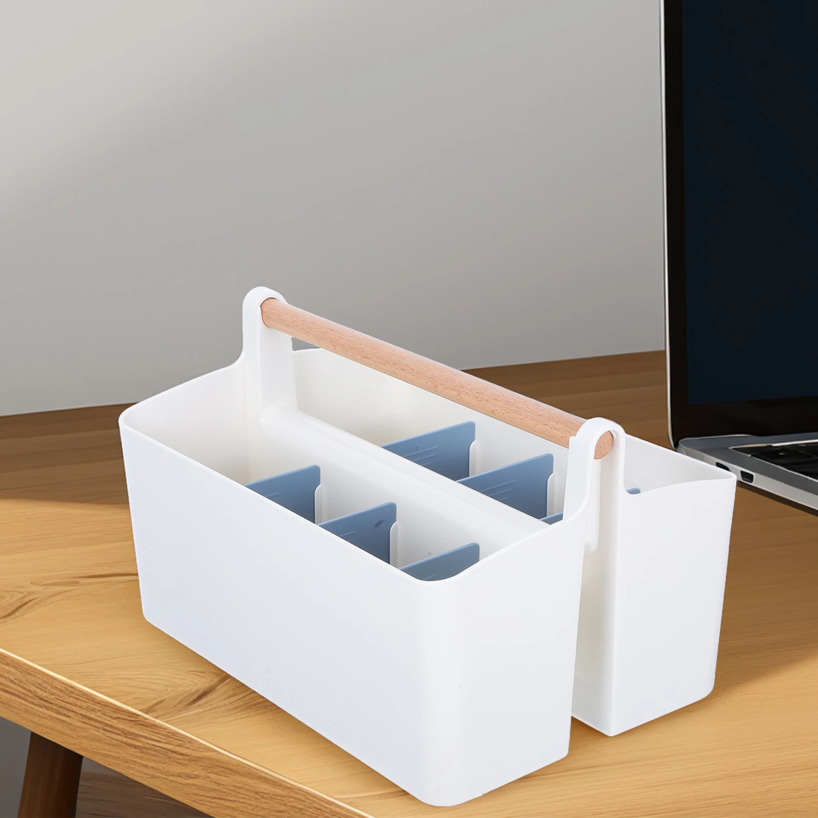 

Portable Basket with Handle Caddy Organizer Cleaning Makeup Brushes Bracket Divided Wood Travel