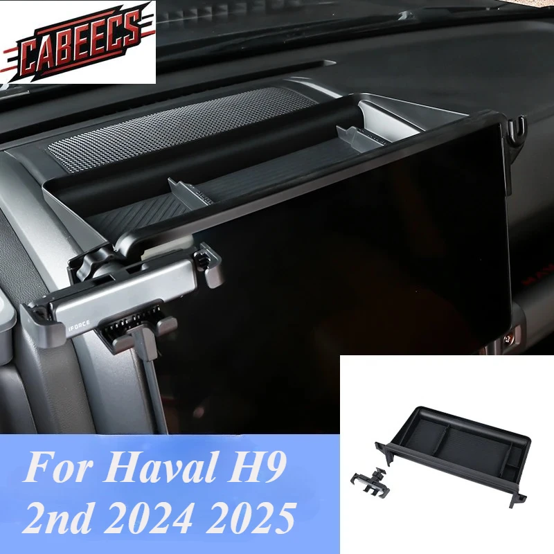 

For Great Wall Haval H9 2024 2025 Car Phone Holder Screen Back Storage Box Instrument Cellphone Clip Tray Bracket Accessories