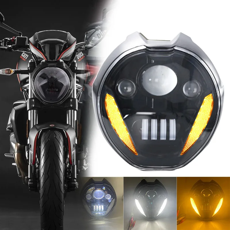 12V Motorcycle Light Assembly DRL Headlamp HI/Lo Beam LED Headlight For Ducati Monster 797