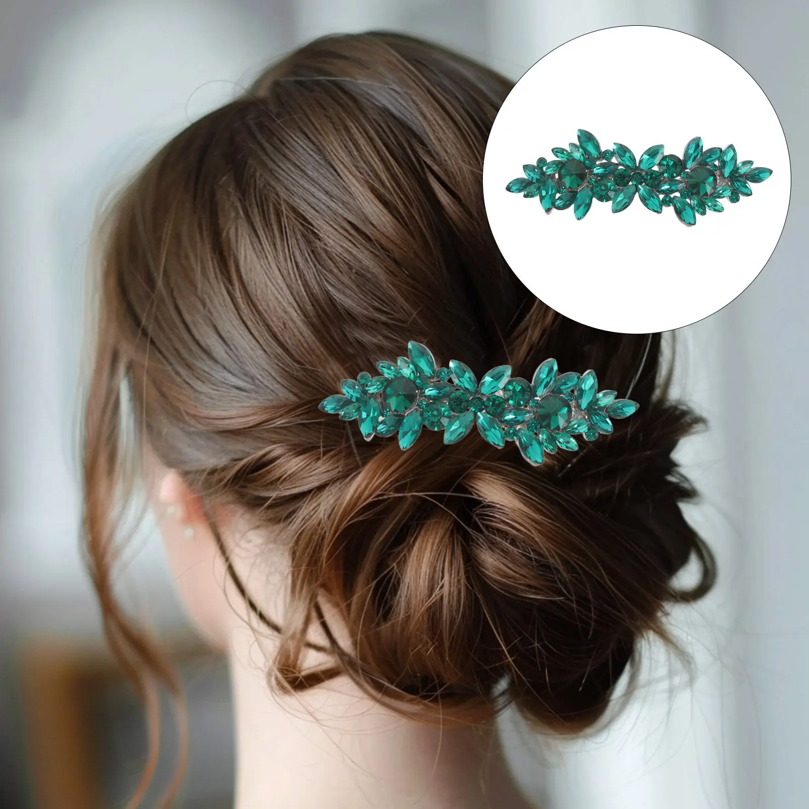 Rhinestone Bridal Hair Barrette Wedding Hair Clip for Women Bride Bridesmaids Sparkly Metal Spring Clip Lasting Shine Elegant