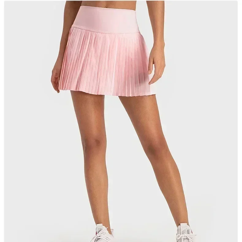 

Lemon Women Running Fitness Tennis Skirt Yoga Sports Shorts Skirt Loose Fake Two-piece Fast Dry Pants Biker shorts