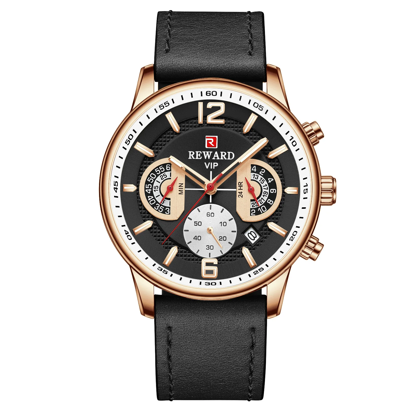 Relógio masculino high-end movimento de quartzo multi-funcional relógio esportivo à prova dwaterproof água cinto luminoso presente de aniversário