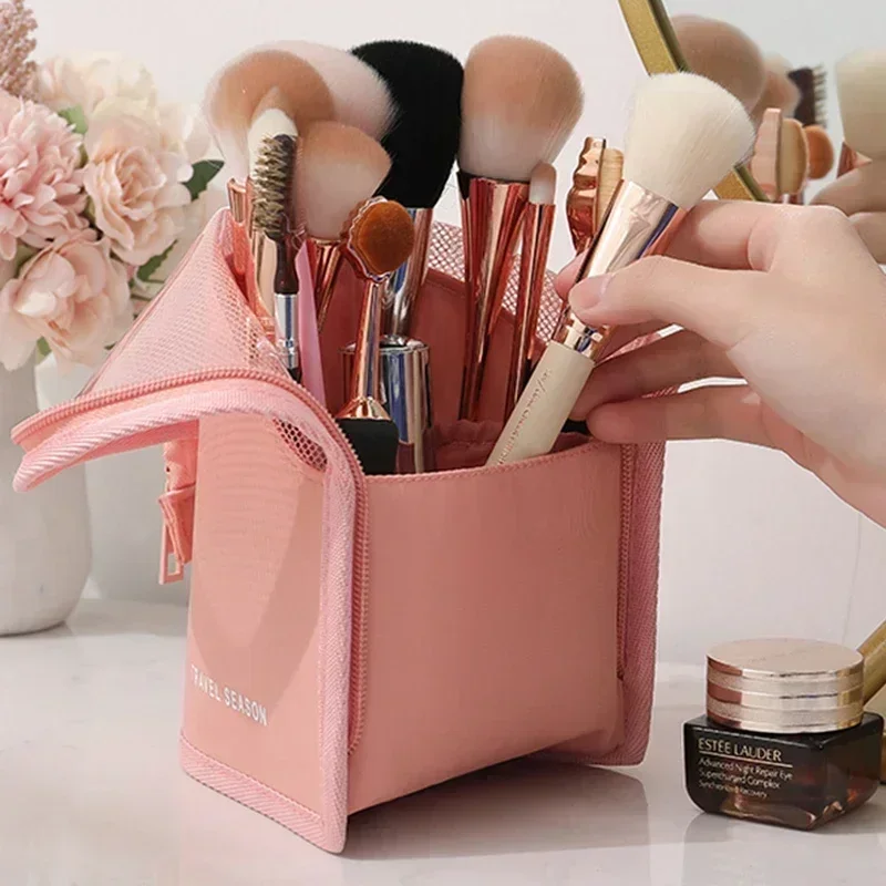 Multi-functional Makeup Storage Box Zipper Cosmetics Bag Makeups Brush Organizer Travel Carry Case Fashion Beauty Cosmetic Tools