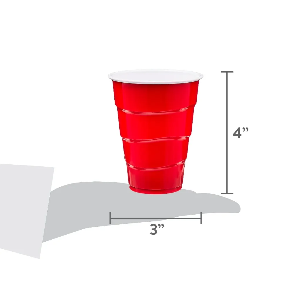 50Pcs 9oz Red Disposable Plastic Party Cups Single Use Beverage Cups For Daily Entertainment