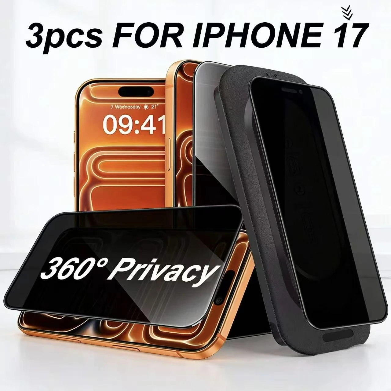 

1-3 шт. Защитное стекло 360 Anti-Peep Privacy Glass с плотным клеевым слоем для iPhone 17, 17 Pro Max, 17 Pro, 17 Air, без пузырьков воздуха