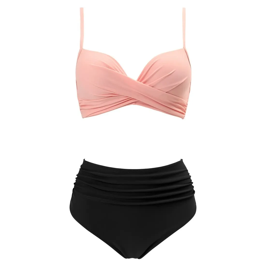 Spring And Summer Sexy Based Print Split High Waist Bikini Swimsuit For Women Two Piece Solid Color Swimwear 2024 Woman Push Up