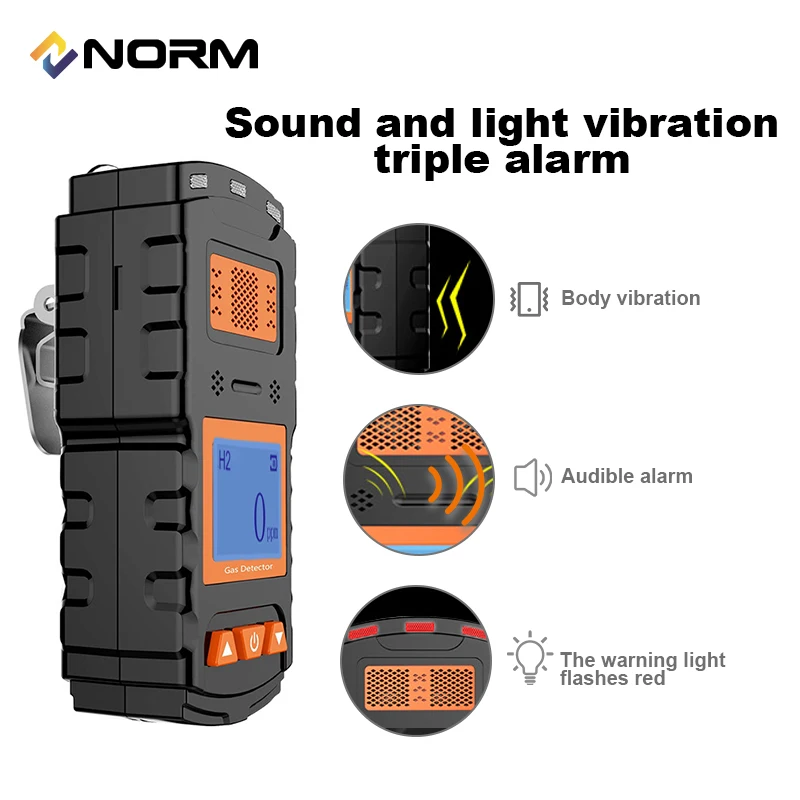 NORM Professional Portable Industry Digital LCD Gas Detector Ammonia Chlorine Ethanol Hydrogen Sulfur Dioxide HCl NO NO2 Meter