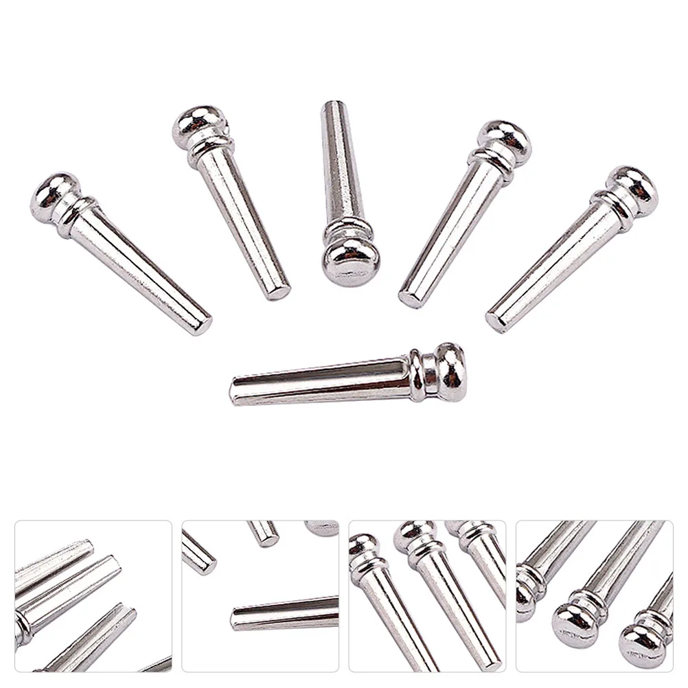 

6 Pcs Bridge Pegs Durable Metal String Pins Acoustic Guitar Supplies Saddle Nut Replacement Acoustic Guitar Bridge Pegs Parts