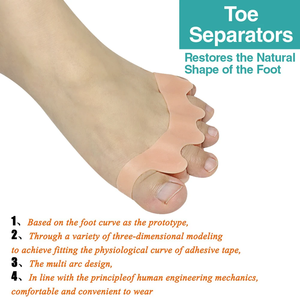 Pexmen 2/4/8Pcs Gel Toe Separator Toe Spacer for Men and Women Bunions Corrector Correct Restore Toes to Their Original Shape