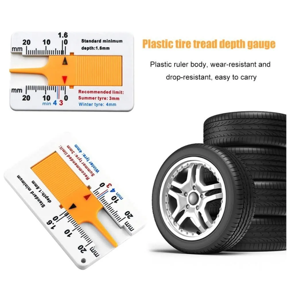0-20mm Tire Tread Depth Gauge Depth Indicator Thickness Measurement Tread Depthometer Measuring Scale Plastic Tire Tread Ruler