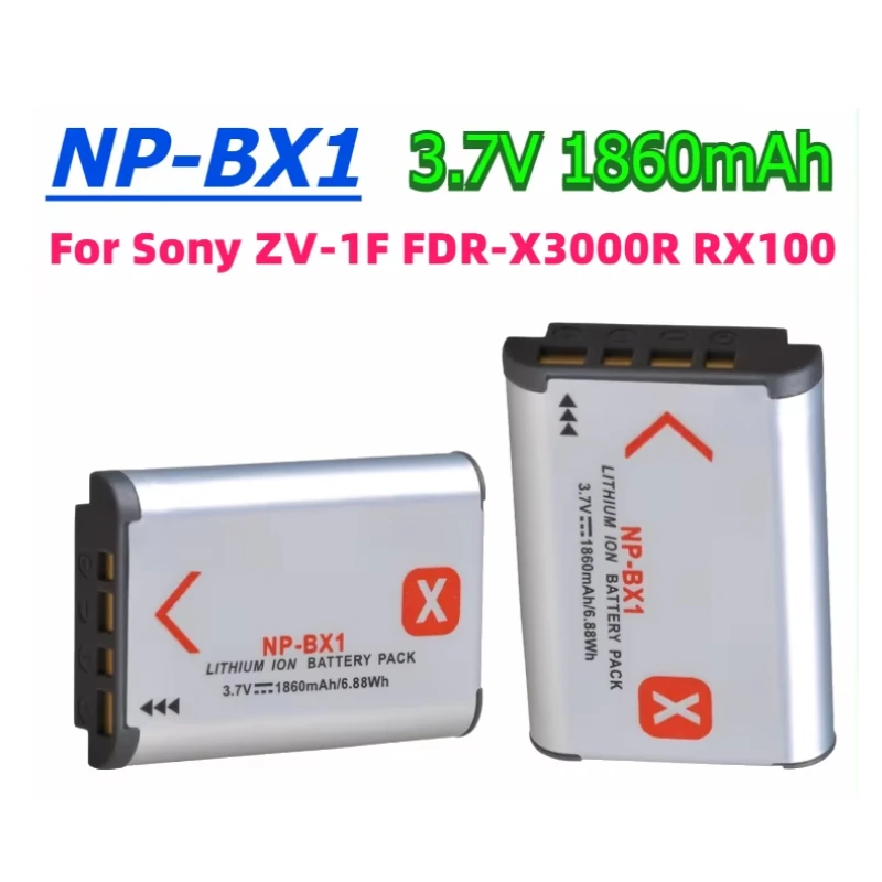 Upgrade NP-BX1 3.7V 1860mAh Li-lon Camera Battery for Sony M7 M6 M3 AS300 FDR-X3000R HDR-AS300R RX100 RX1R Replaceable Battery