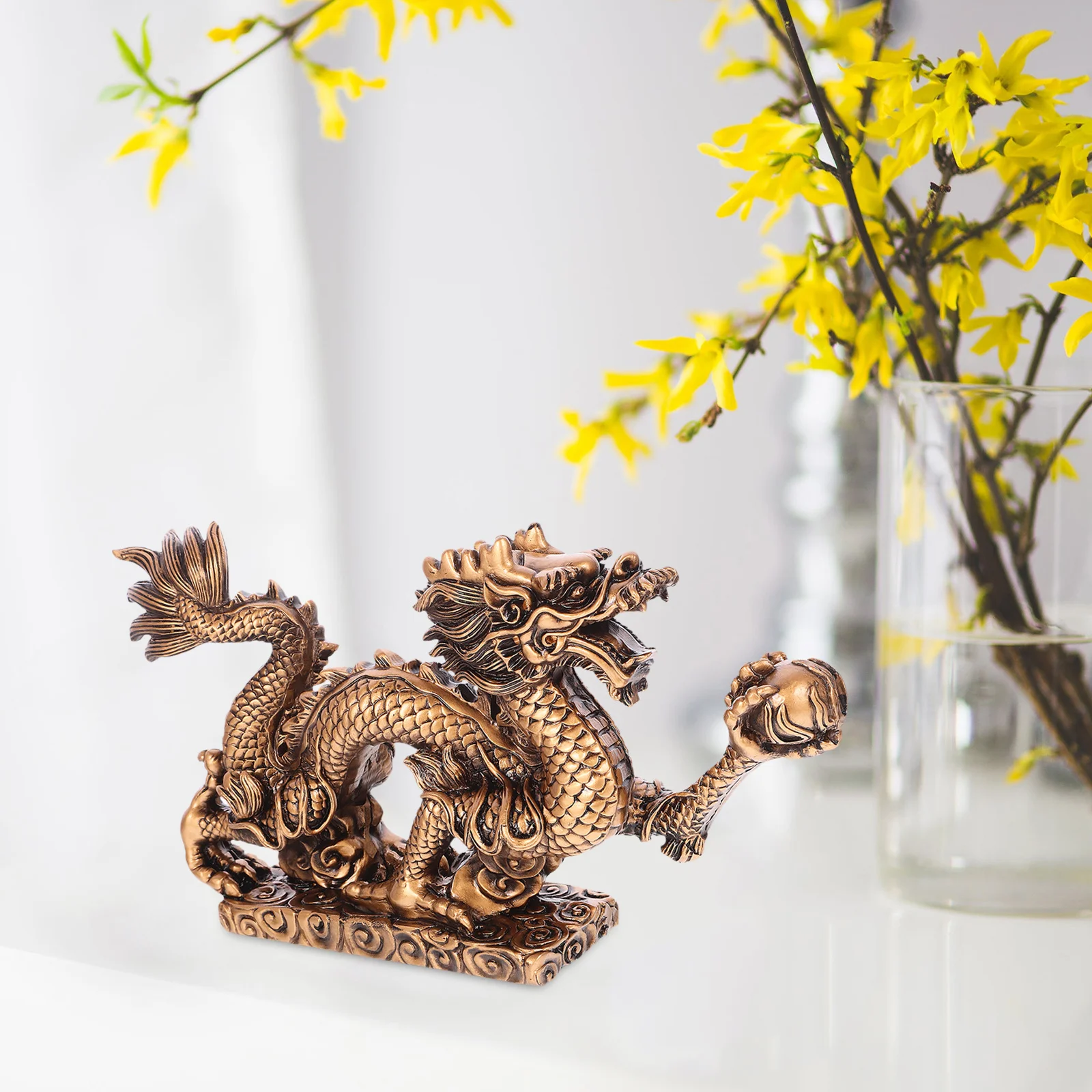 

Gold Dragon Statue Resin Craft Chinese Zodiac Decor For Home Office Desktop Indoor Decoration Ornament