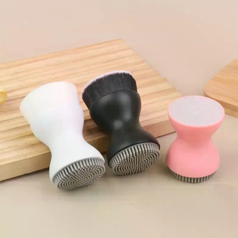 Mini handmatige gezichtsreinigingsborstel Siliconen massage gezichtsborstel Zachte haren Dubbelzijdig handreinigingsapparaat Pore Cleaner