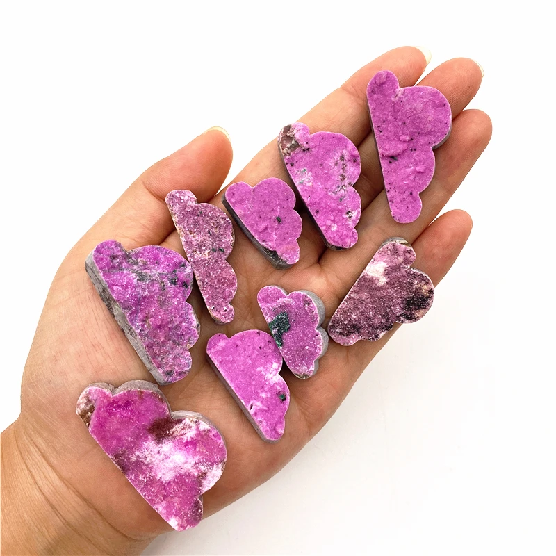 Cute Natural Mineral Cobalt Calcite Raw Clouds Shaped Crystal Stones Decor Pink and Purple Raw Gemstones Energy Healing Crystals