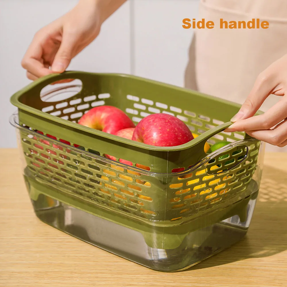 Pure-Color Double Layer Plastic Drainer Basket Practical Lettuce Leaf Drainer Tool For Vegetable Washing