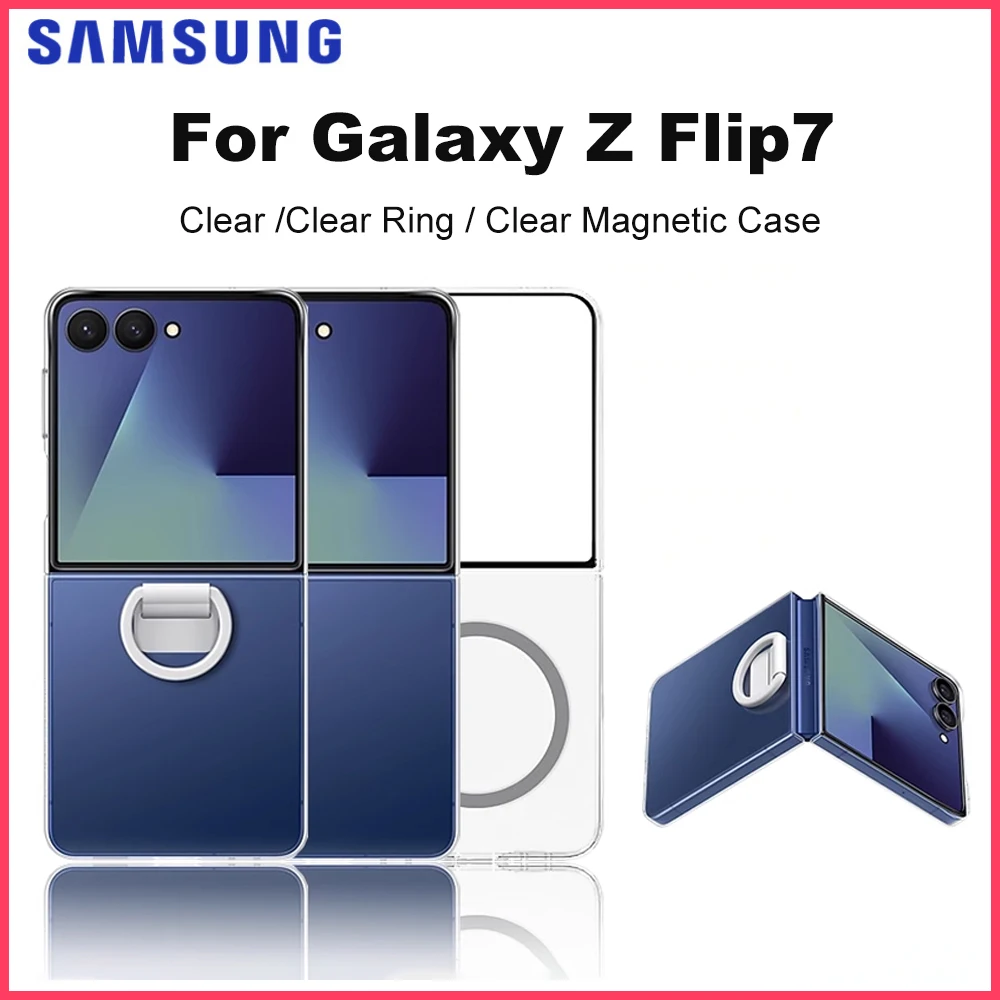 

Оригинальный прозрачный чехол для Samsung GalaxyZ Flip7, прозрачный магнитный чехол, прозрачное кольцо с магнитом, защитный чехол EF-QF766