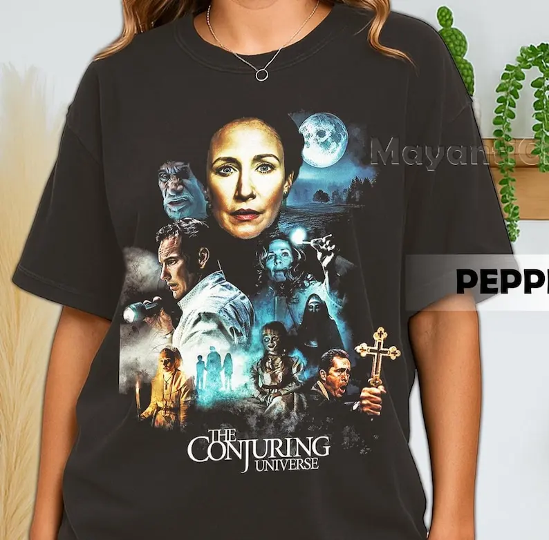 تي شيرت ريترو 90's The Conjuring Universe ، تي شيرت The Conjuring Horror Movie Bootleg Fan ، هدية للنساء والرجال