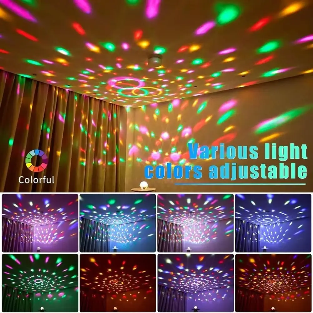 RGB LED Stage Disco Light Colorful Lights Mini Rotating DJ Ball with Bracket Creative Laser Show Lamp Kids Birthday