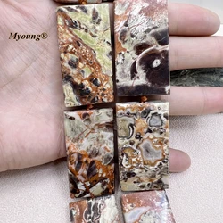 25x50MM  8PCS/Set Large Rectangle Shape Natural Brown Ocean Jaspers Stone Slice Pendant Beads For DIY Jewelry Making MY230596