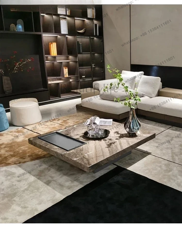 

Pure Natural Marble Tea Table Venice Brown Living Room Square Italian Minimalist Designer Square Luxury Stone