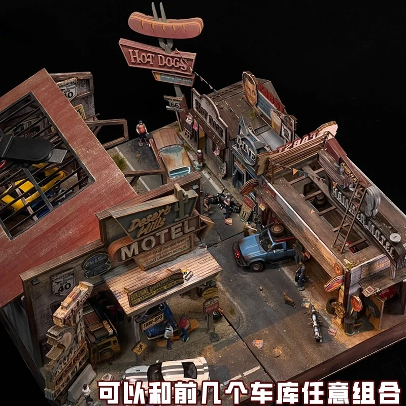 Diorama Schaal 1:64 Amerikaanse Garage Building Model Materiaal Kit DIY Reparatiewerkplaats Auto Garage Model Display Scène