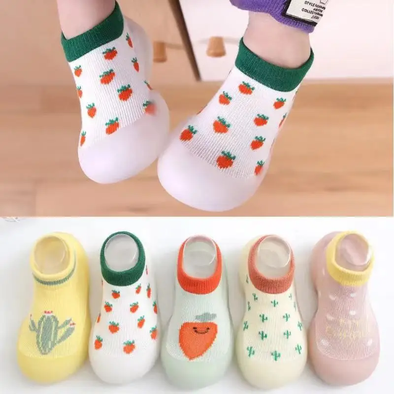 Baby Toddler Shoes Breathable Soft Soles Outdoor Children Soft Rubber Booties Baby Floor Socks Shoes Fruit Cactus Design