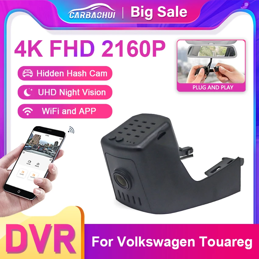 

Автомобильная камера для VW Volkswagen Touareg 3 CR7 CR 7 2023 2022 2021 2020 2019, 4K видеорегистратор с технологией Plug And Play, видеорегистратор