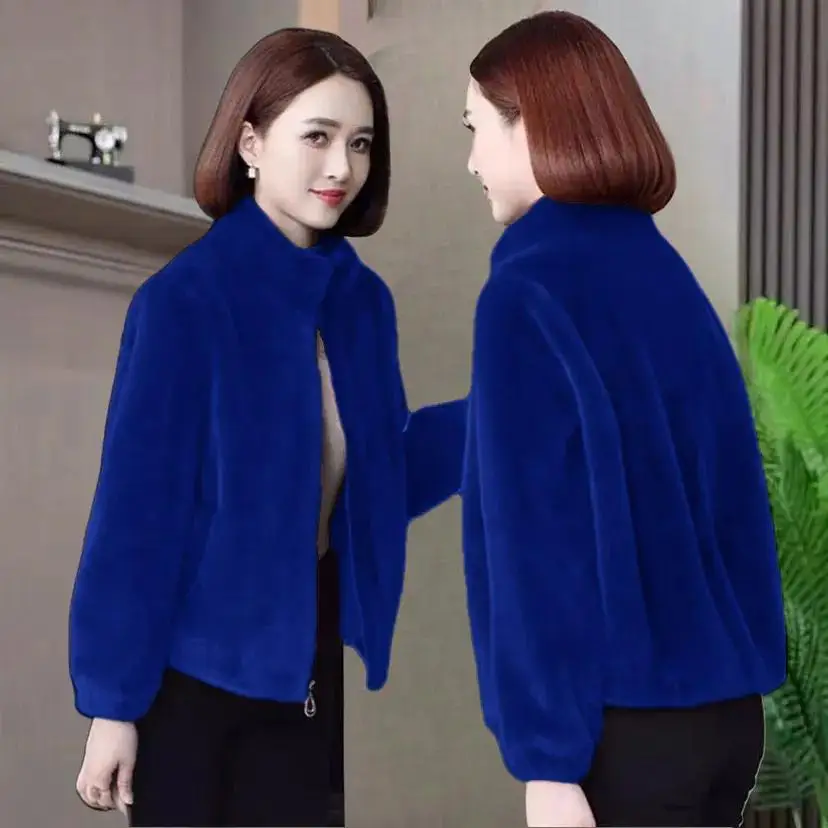 Jonge moeder wintermode imitatiebontjas dames leder en bont imitatie nerts veelzijdige top 2024 nieuw rits sluiting