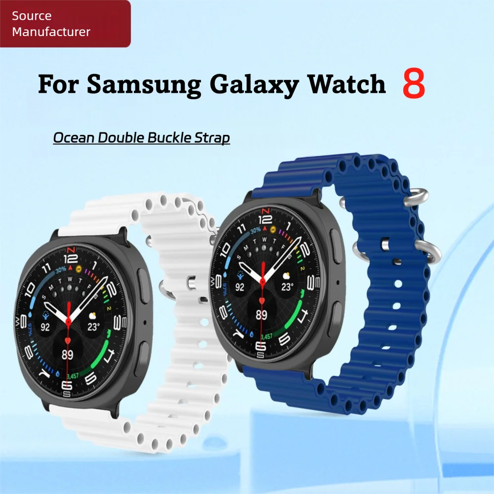 حزام Ocean Sport سريع الإصدار لساعة Samsung Galaxy Watch 8 سوار معدني بإبزيم معدني قابل للغسل من السيليكون ملحقات حزام الساعة الذكية