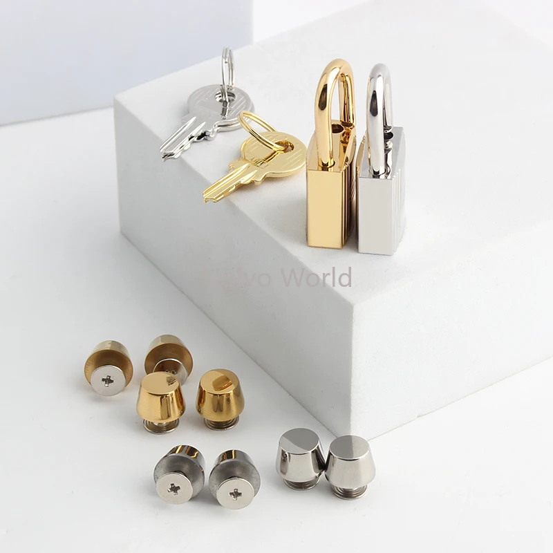 Black/Gold/Silver Small/Big Size Metal Locks With Key For Crossbody Outing Square Bags Rivet Eyelet Rectangle Buckle Accessories